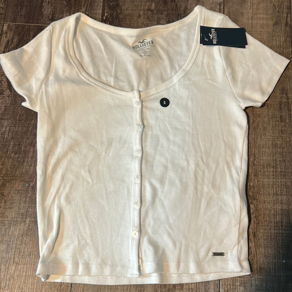 Hollister white crop top